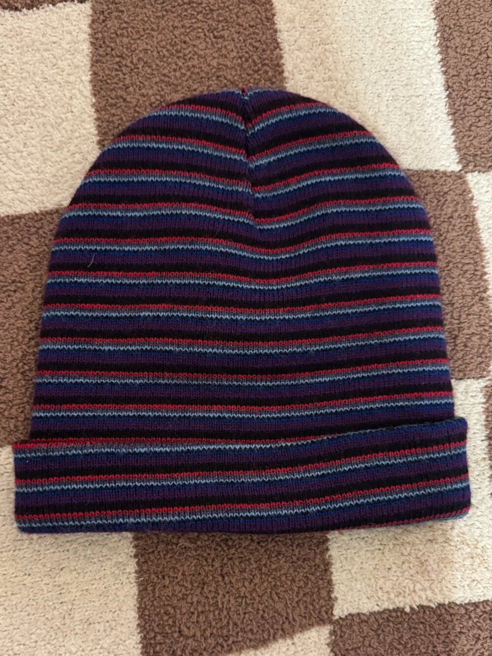 Stripped Purple Beanie
